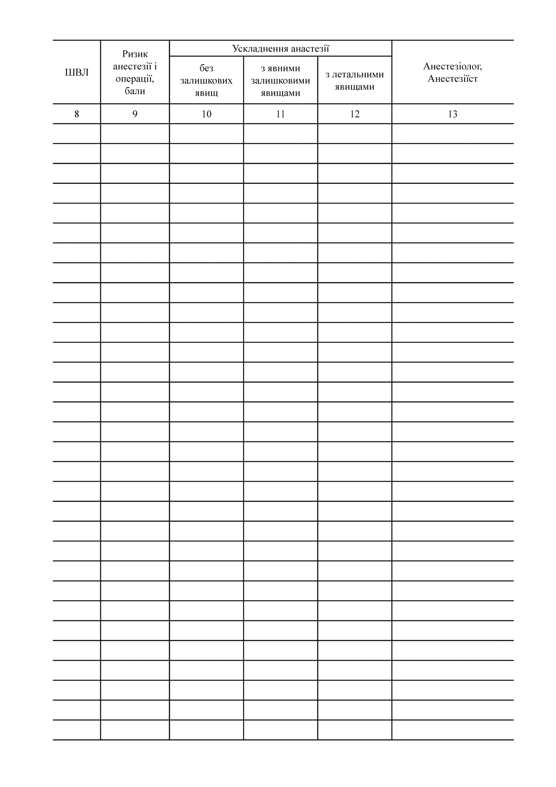 Журнал обліку анестезій. Автор — Міністерство оборони України, Міністерство охорони здоров'я України. 