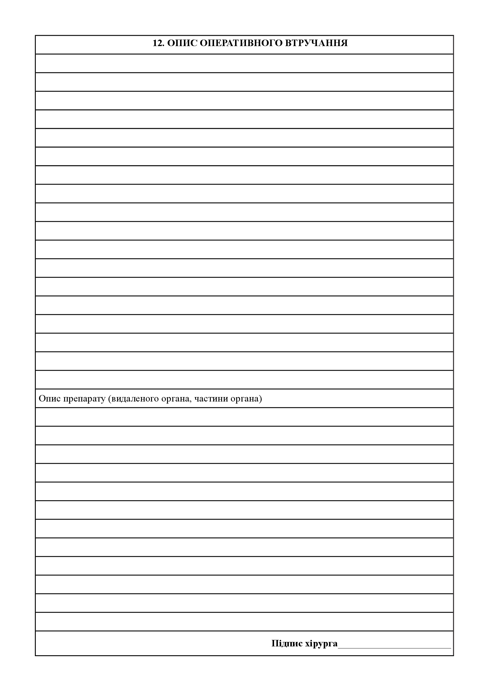 Журнал запису оперативних втручань у стаціонарі, форма № 008/о. . 